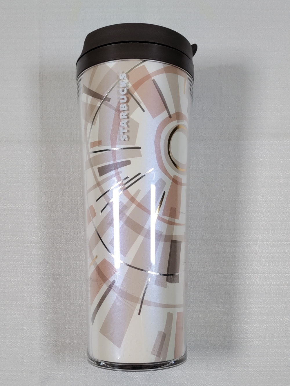H190 Starbucks 2012 Gold and Brown Travel Tumbler 16 oz.
